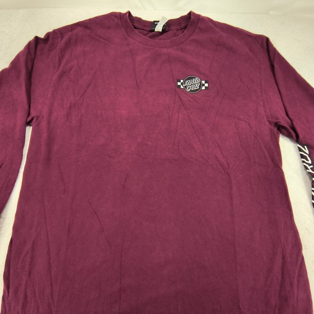 Santa Cruz Casual Crew Neck Long Sleeve Graphic T Shirt Mens Size Large L Maroon